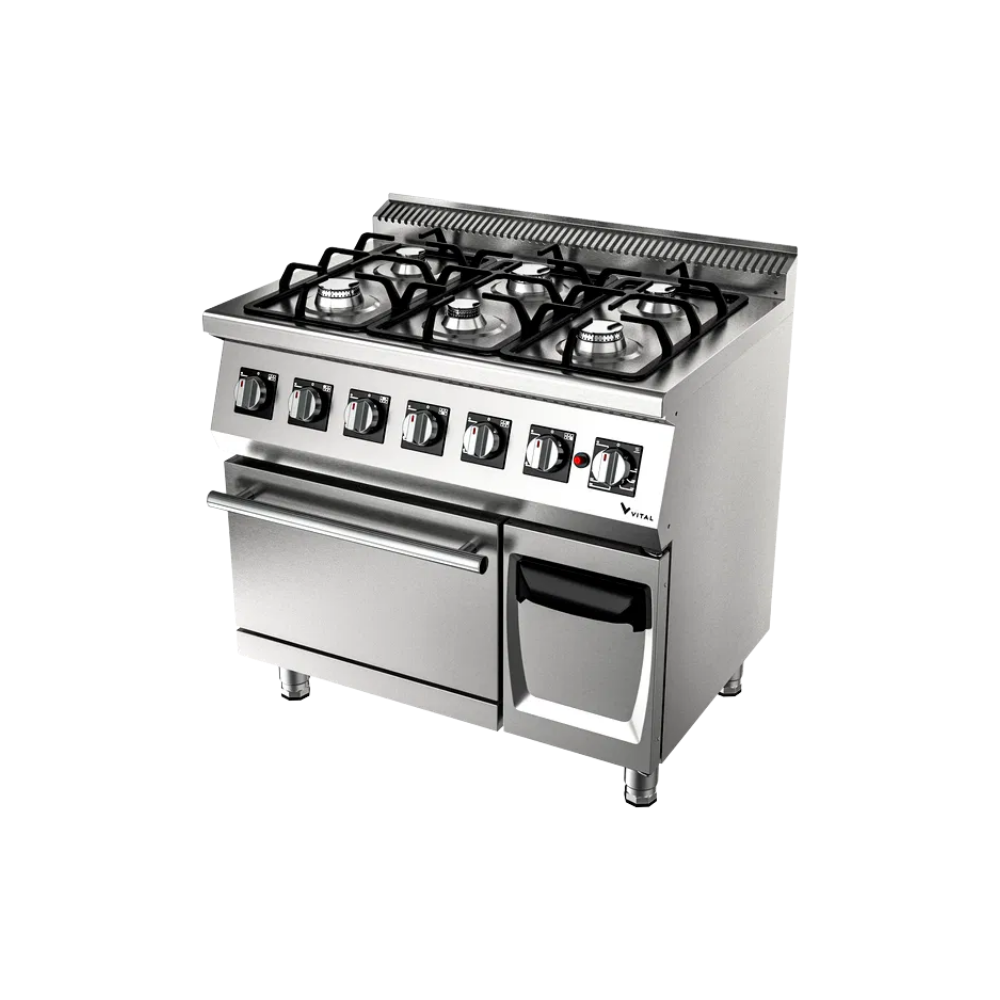 Gastrotech GKF6030 – 6 Brülörlü Gazlı Kuzine (Fırınlı)