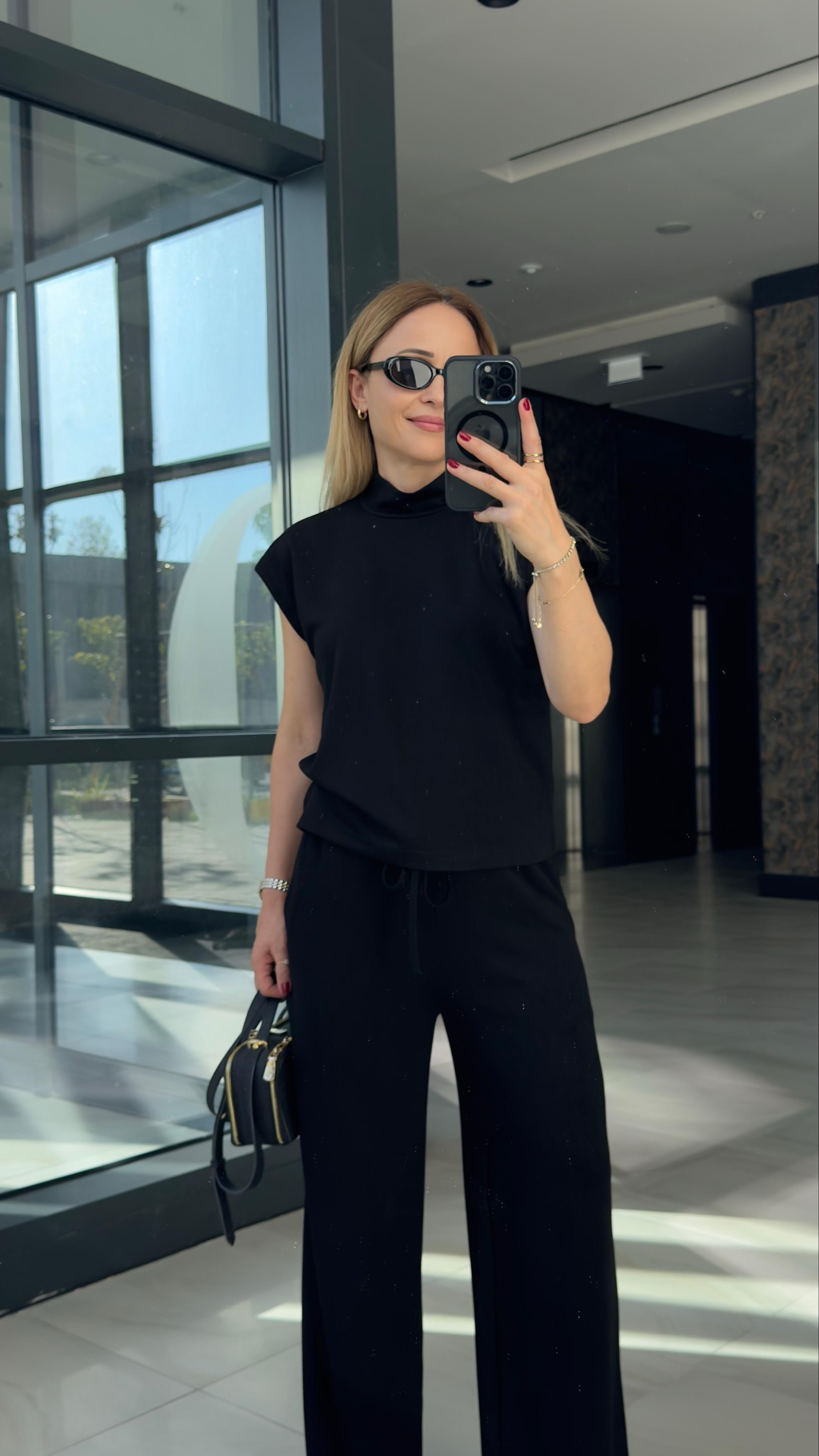 BİSİKLET YAKA KISA KOLLU PANTOLON-BLUZ MODAL TAKIM