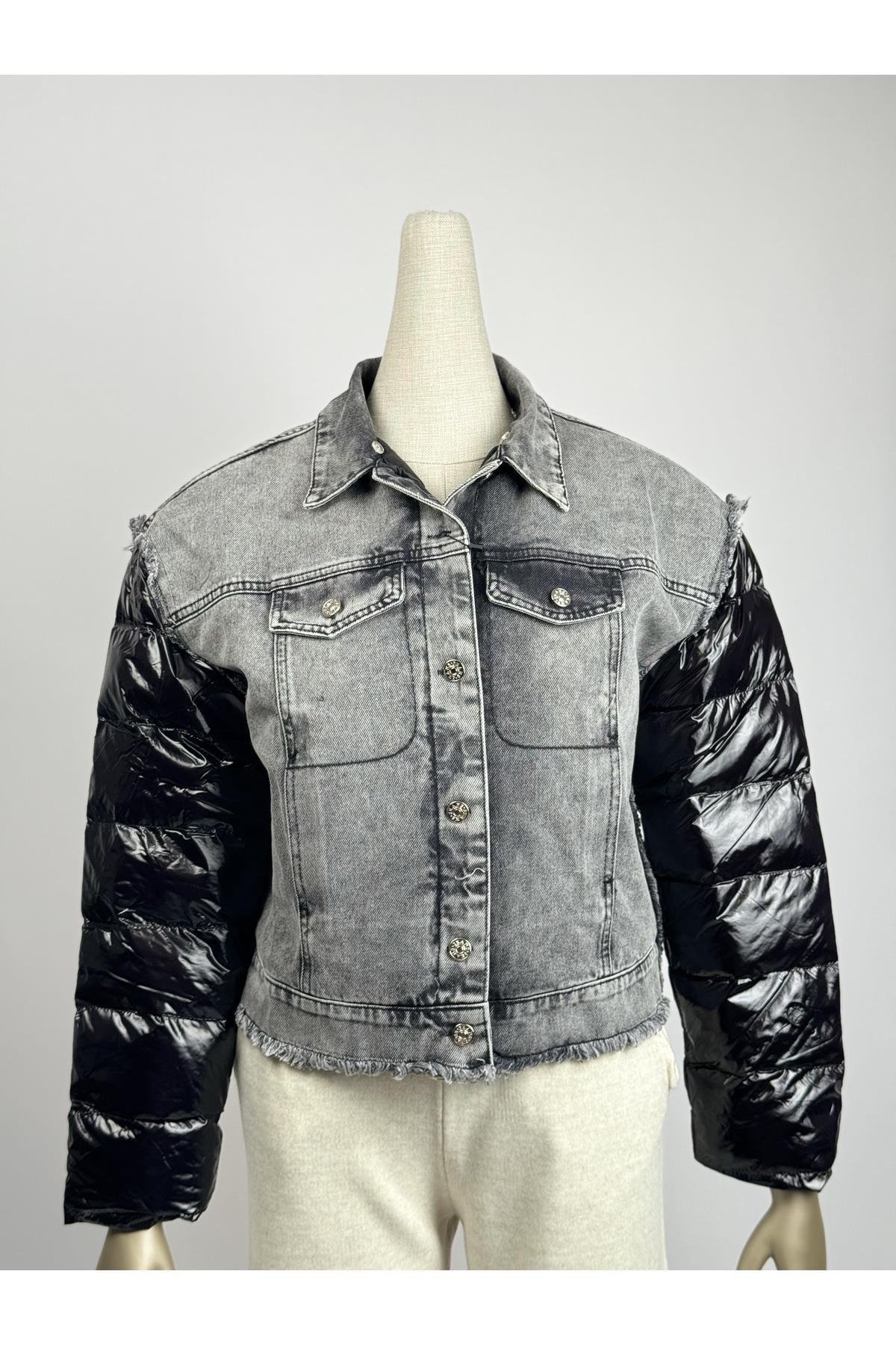 Denim İçi Dolgulu Yaka Detayı Çıkabilen Mont