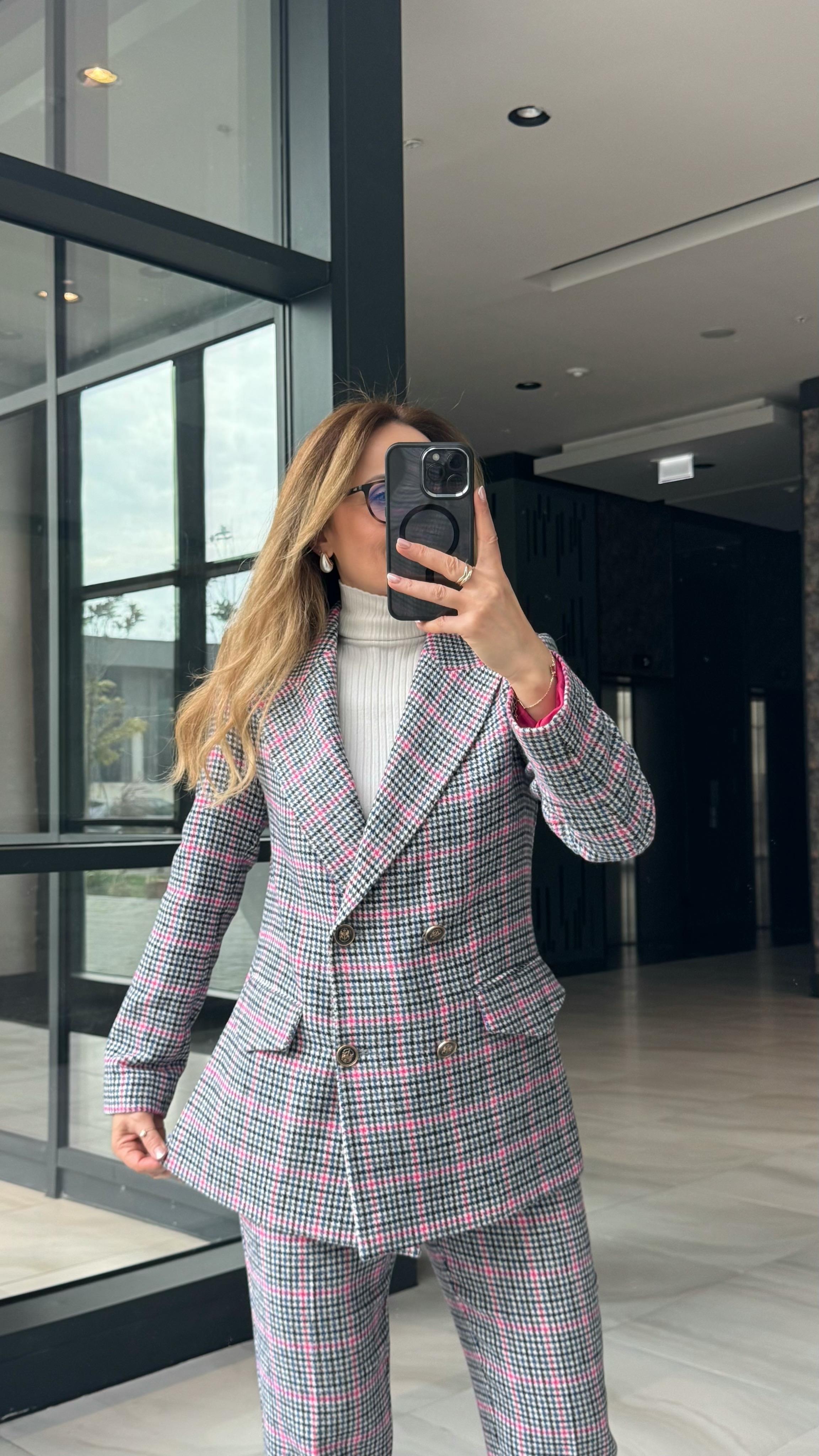 Premium Seri Multirenk Ekose Ceket