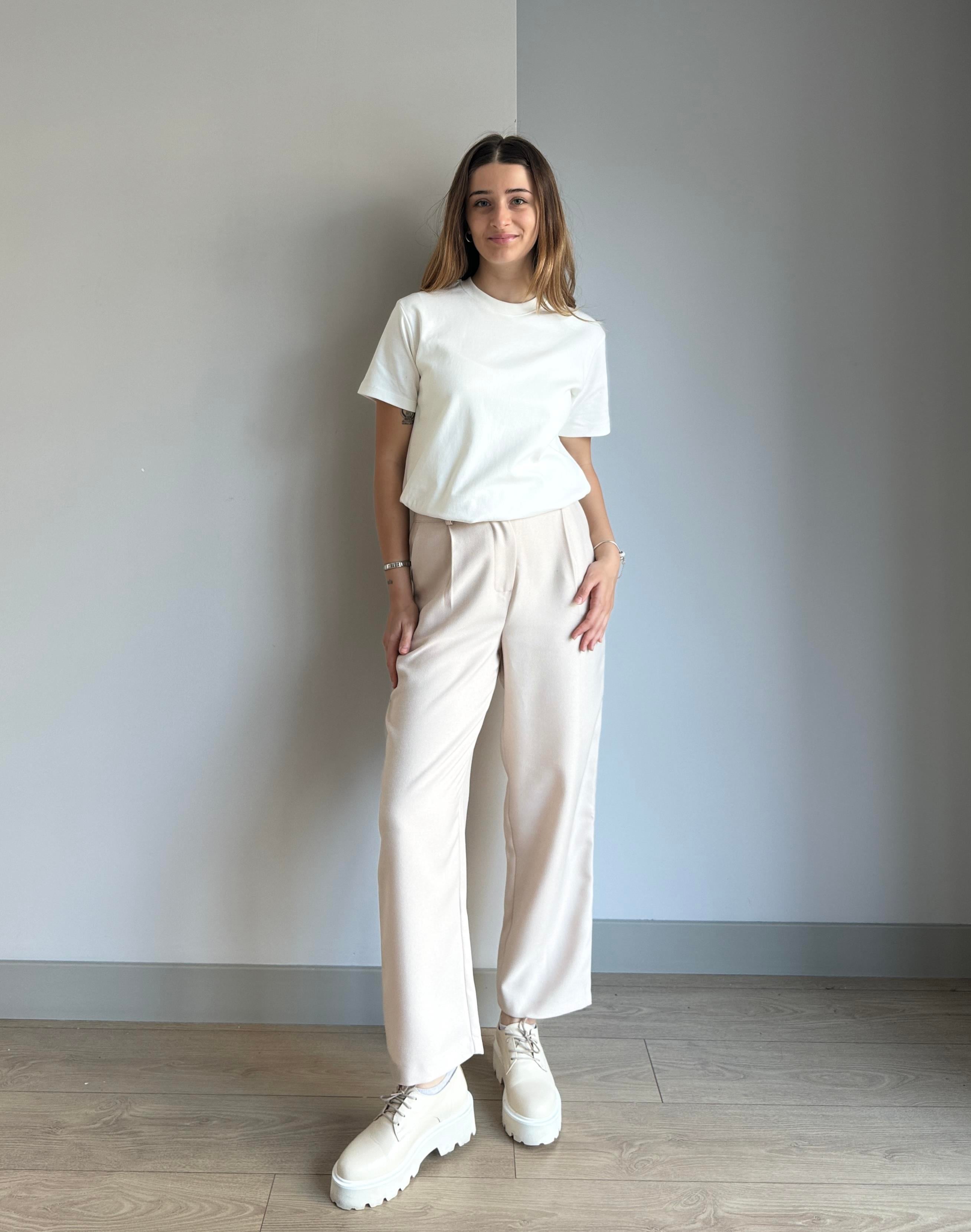 BEJ YÜKSEK BEL PANTALON