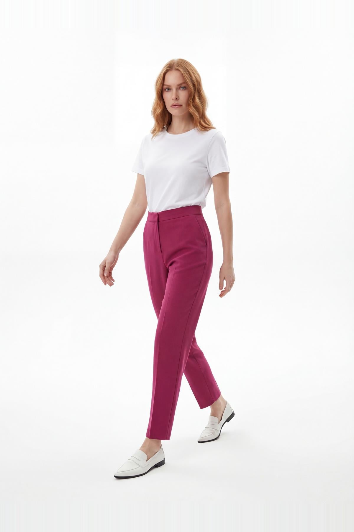PİLELİ HAVUÇ MODEL FUŞYA PANTOLON