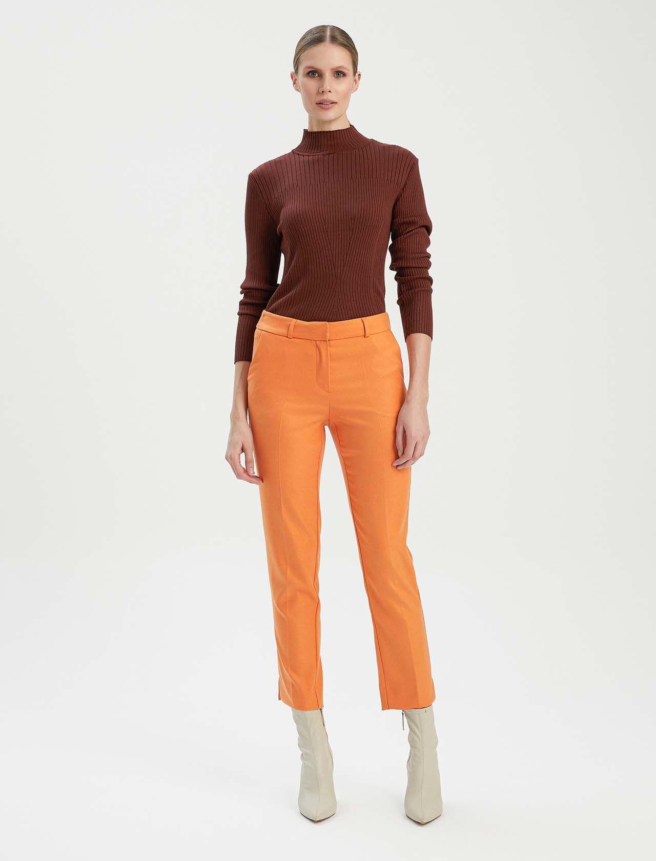 Premium Seri Burnt Orange Bilek Yırtmaç Detay Cepli Pantolon