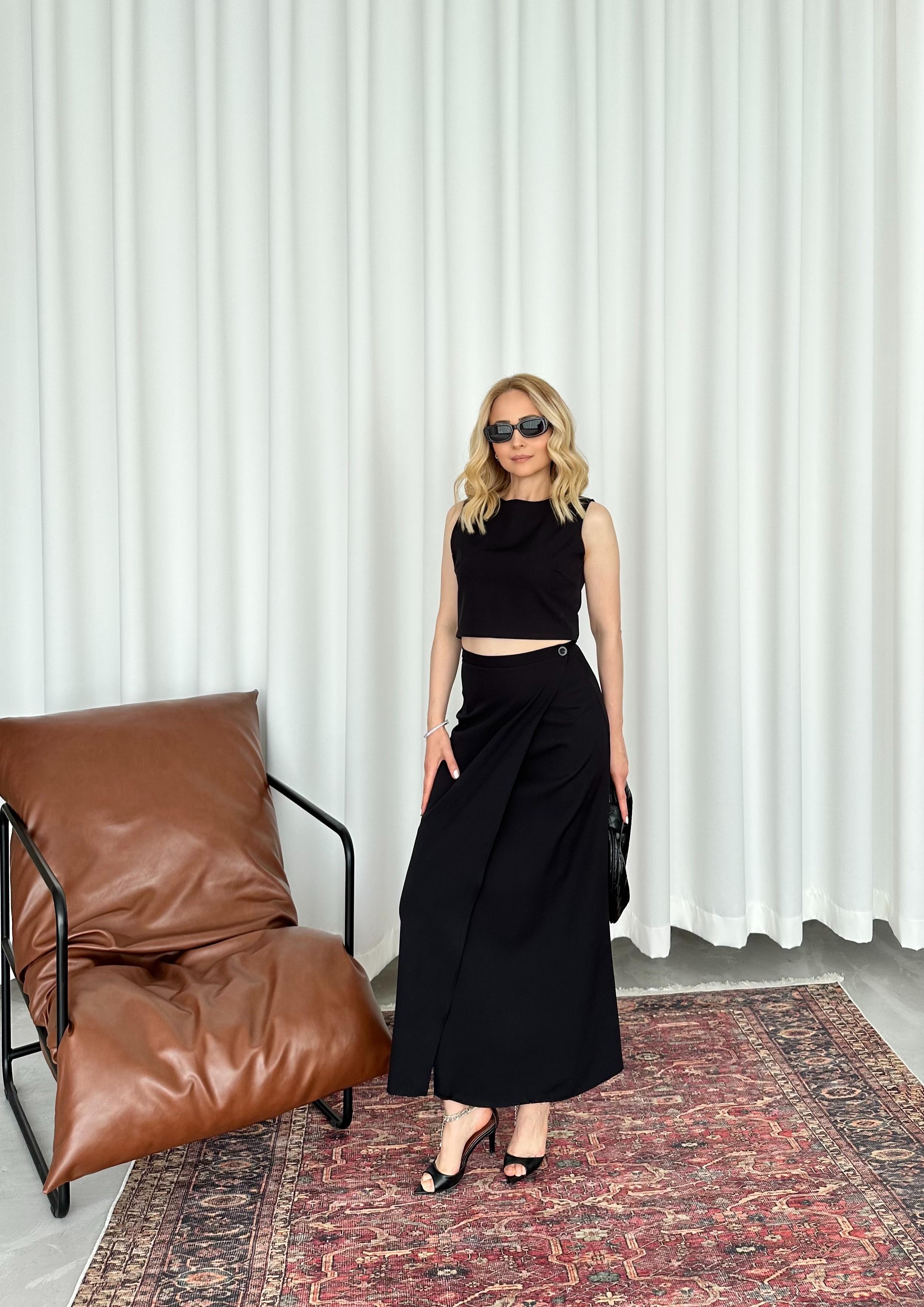 SİYAH ETEK CROP TOP TAKIM