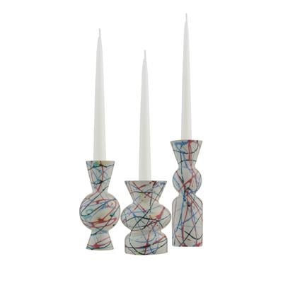 Goody El Yapımı Porselen Şamdan Seti / Beyaz Artistik