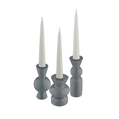 Goody El Yapımı Porselen Şamdan Seti / Gri