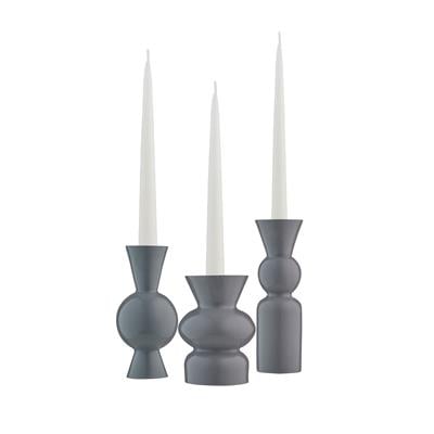 Goody El Yapımı Porselen Şamdan Seti / Gri