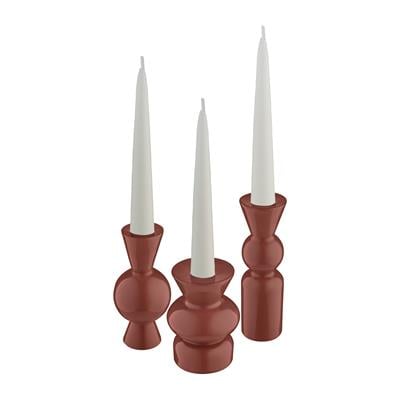 Goody El Yapımı Porselen Şamdan Seti / Kiremit