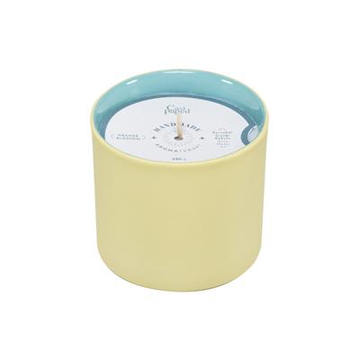 Josephine El Yapımı Mumluk & Mum / Sarı - Mint Yeşili