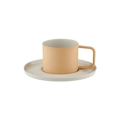 Josephine Handmade Porcelain Turkish Coffee Cup & Plate / Salmon (Mat) 