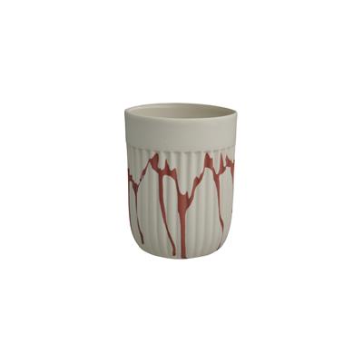 Love Edward Double Espresso Cup / White - Brick Red
