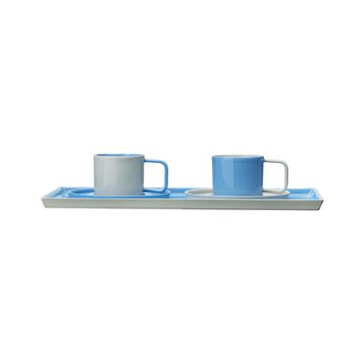 Product Set - 2-Cup & Plate and Tray / Gray - Blue