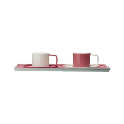 Product Set - 2-Cup & Plate and Tray / Pink - White