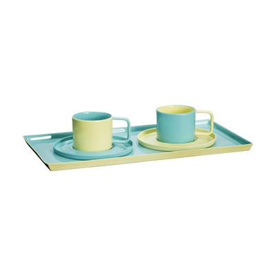 Ürün Seti - 2li Fincan & Tabak ve Tepsi / Sarı - Mint Yeşili