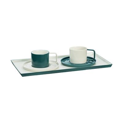 Product Set - 2-Cup & Plate and Tray / Green - White