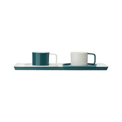 Product Set - 2-Cup & Plate and Tray / Green - White