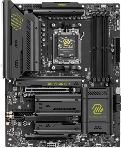 MSI MAG B850 TOMAHAWK MAX WIFI AM5 DDR5 8400MHZ(OC) HDMI 4x M.2 USB 10Gbs 5G LAN WI-FI 7 ATX