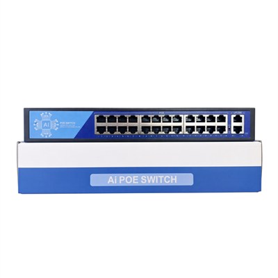 EZCOOL EZ-24PSF 24 PORT 24xFE+2xGE 320W GİGABİT POE SWİTCH 