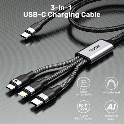 UNITEK TYPE-C 3in1 ŞARJ 1.5MT 20W (C14101BK-1.5M)