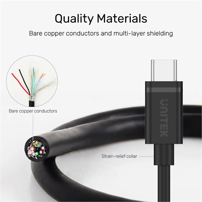 UNITEK TYPE-C HIZLI ŞARJ KABLOSU 1MT 60W(Y-C477BK)