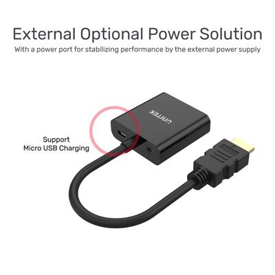 UNITEK HDMI TO VGA SES DESTEKLİ 1080P (Y-6333)