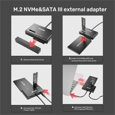 UNITEK USB-C TO M.2 NVME+SATA III DÖNÜŞTÜRÜCÜ (S1232A01-EU)