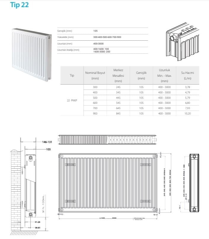 Daikin Tip22 PKKP 600x400 Panel Radyator Kalorifer Petegi