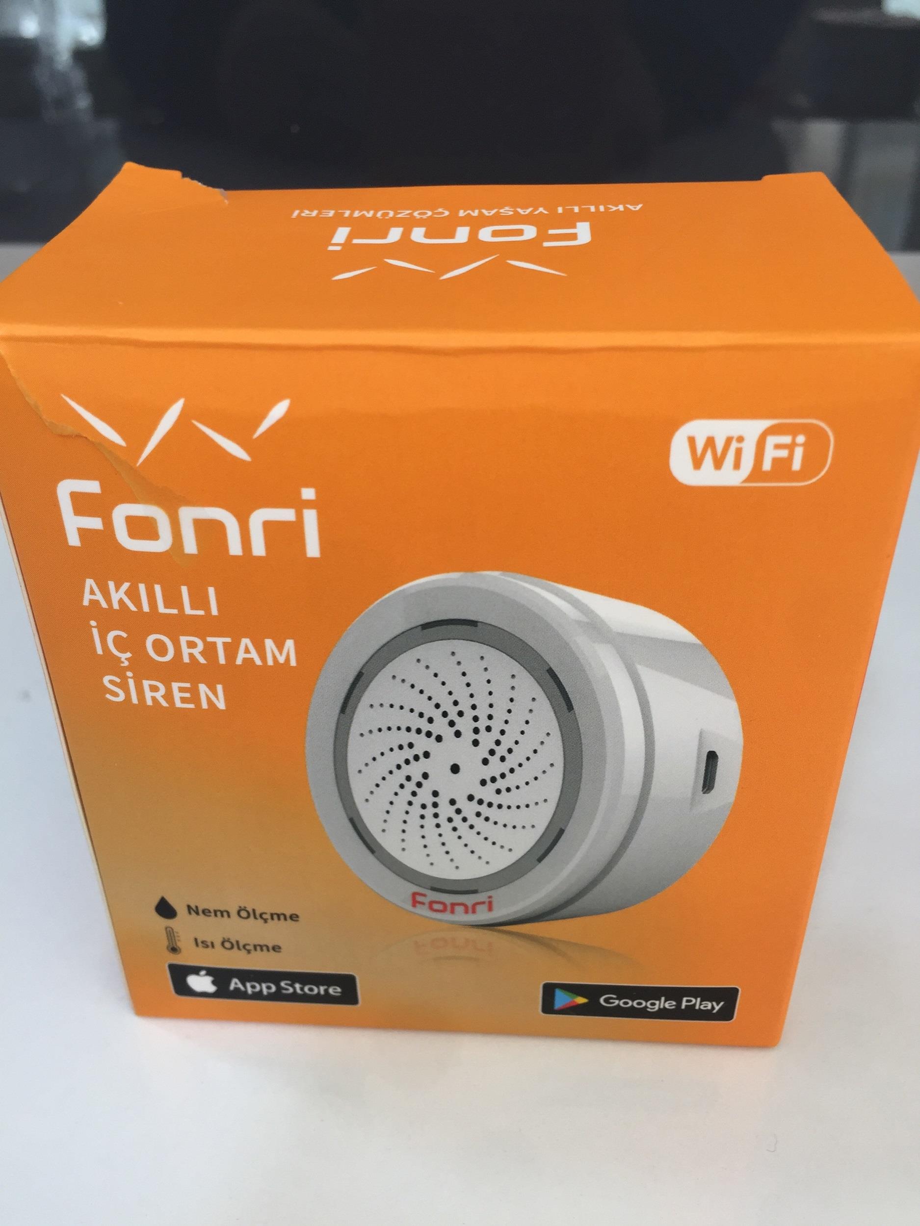 Fonri Wi-Fi Akıllı Iç Ortam Siren / Isı Nem Ölçer, Wifi, Google Asistan Ve Tuya Destekli, Uzaktan Kontrol
