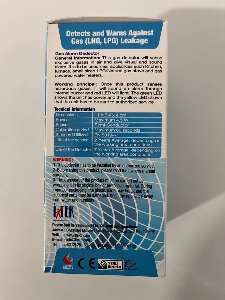Alarmlı Gaz Dedektörü-(LNG/LPG Algılar) Gas Dedektor/Alarm