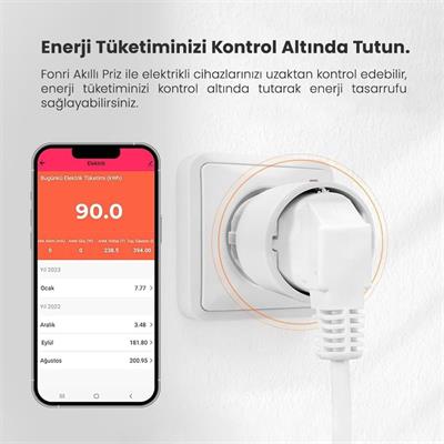 Fonri Wi-Fi Akıllı Priz NAS-WR01W6 Akıllı Priz Akım Korumasız