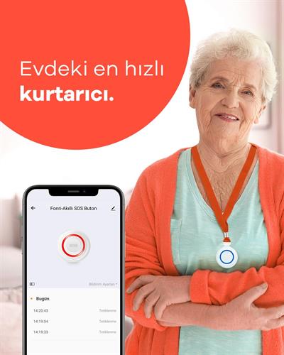 Fonri Wi-Fi Akıllı Kablosuz SOS Panik Butonu, 2 Yıl Garantili, Google Asistan ve Tuya Destekli, Wifi, Çoklu bildirim KR-WE571