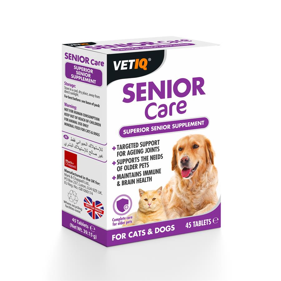 VetIQ Senior Care Cat&Dog - Yaşlı Kedi ve Köpekler İçin Temel Bakım Takviyesi 45 Tablet