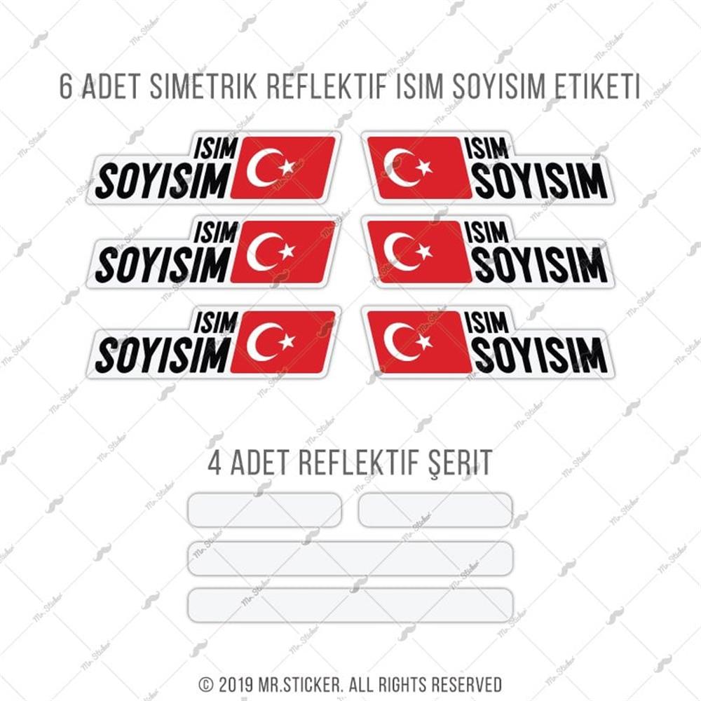 BCY2 Reflektif Bisiklet Isim Etiket Seti V2