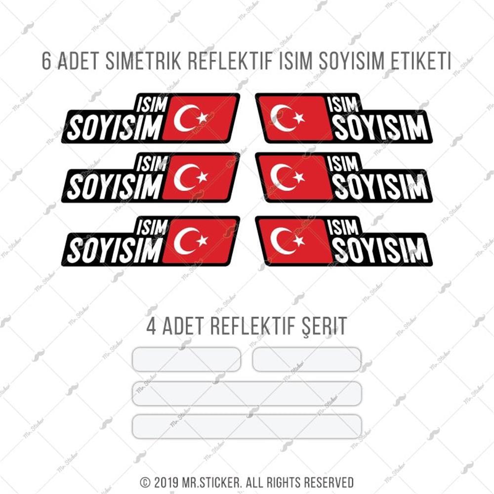 BCY2 Reflektif Bisiklet Isim Etiket Seti V2