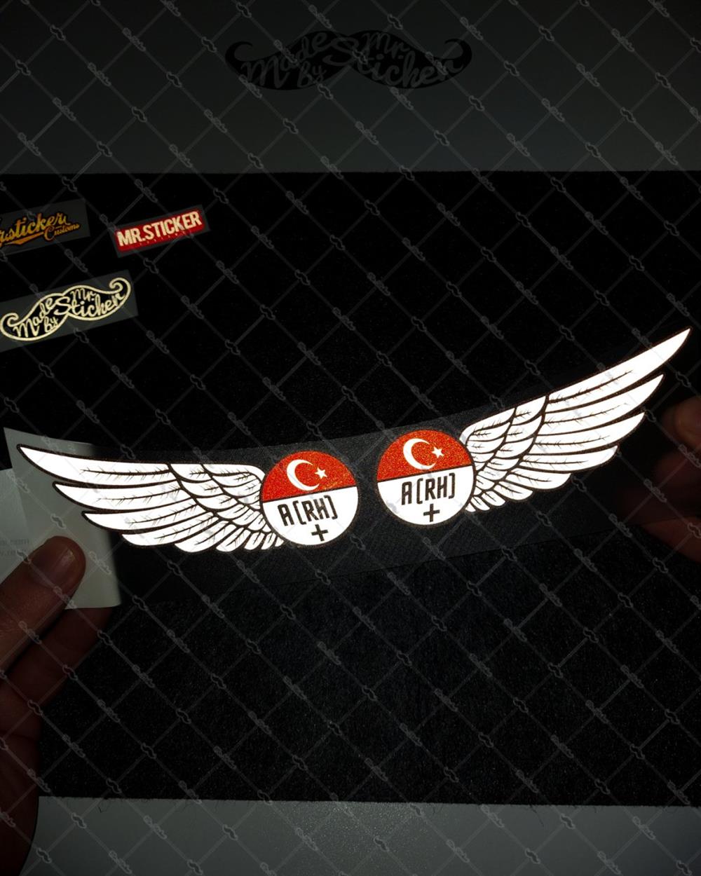 BT22 Reflektif Kanat Desenli A Rh Pozitif (+) Kan Grubu Etiket Seti