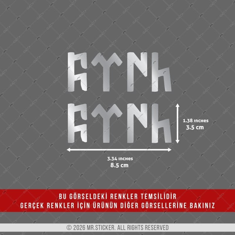 CHR5 Krom Seri Göktürkçe Türk Yazısı Etiketi İkili Set