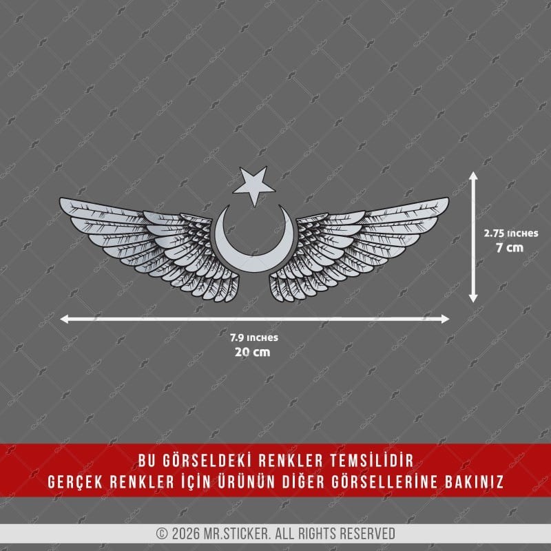 CHR7 Krom Seri Kanatlı Ay Yıldız Etiketi