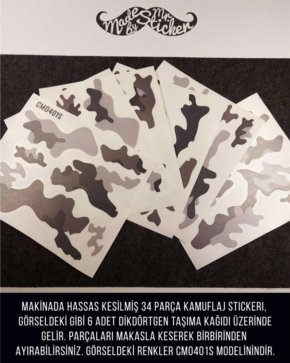 CMO401S - Kask Kaplamaya Uygun 34 Parca Kucuk Boy Kamuflaj Seti