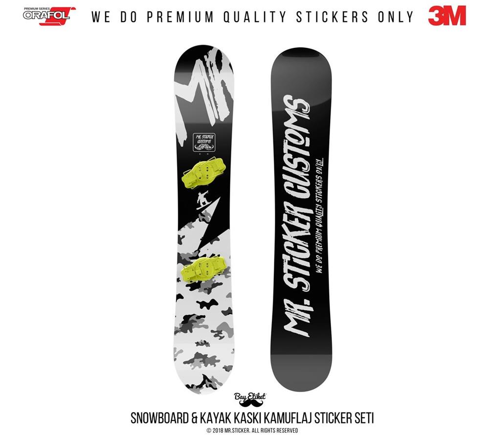 CMO401SS - Snowboard Kaski ve Board Kaplamaya Uygun 34 Parca Kucuk Boy Kamuflaj Seti