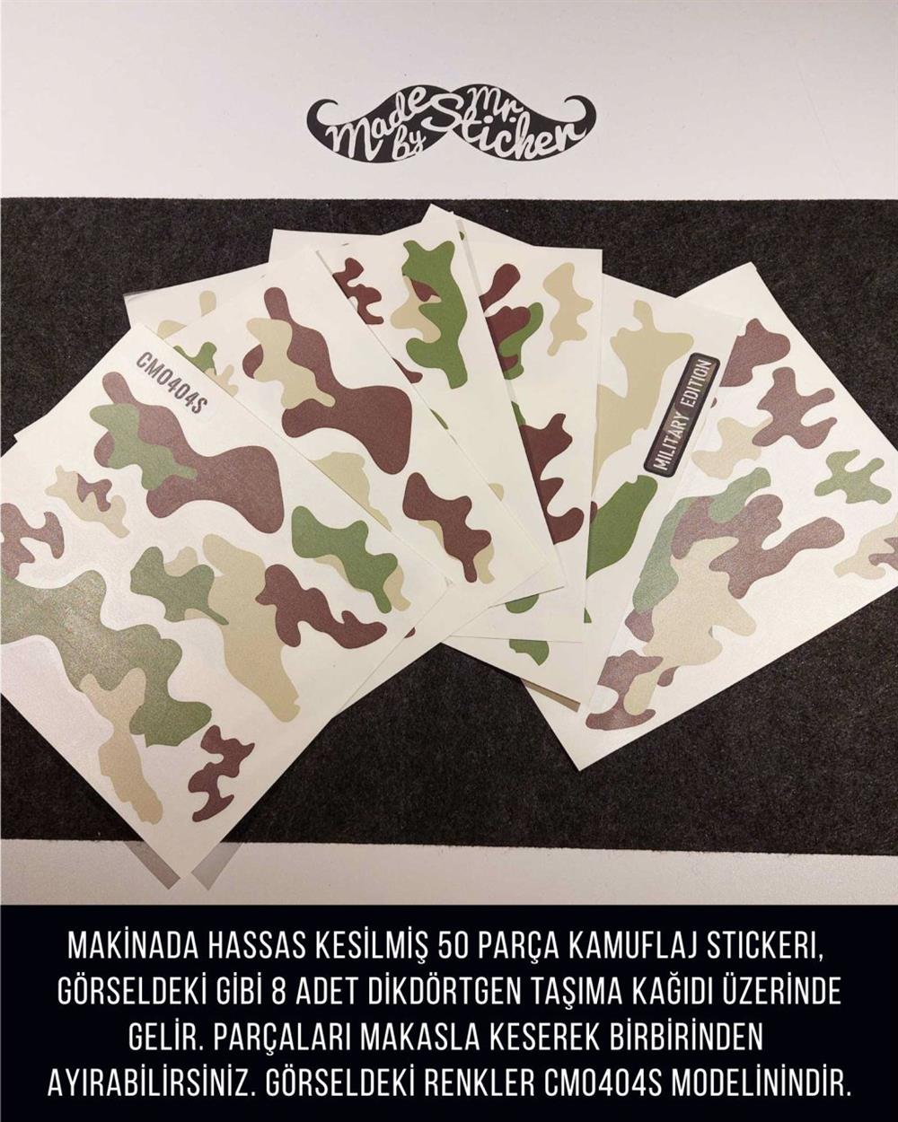 CMO404L - Motosiklet Kaplamaya Uygun 50 Parca Orta Boy Kamuflaj Seti