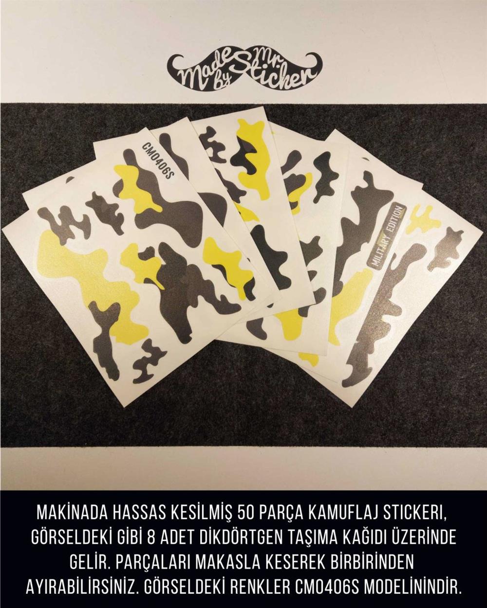 CMO406L - Motosiklet Kaplamaya Uygun 50 Parca Orta Boy Kamuflaj Seti
