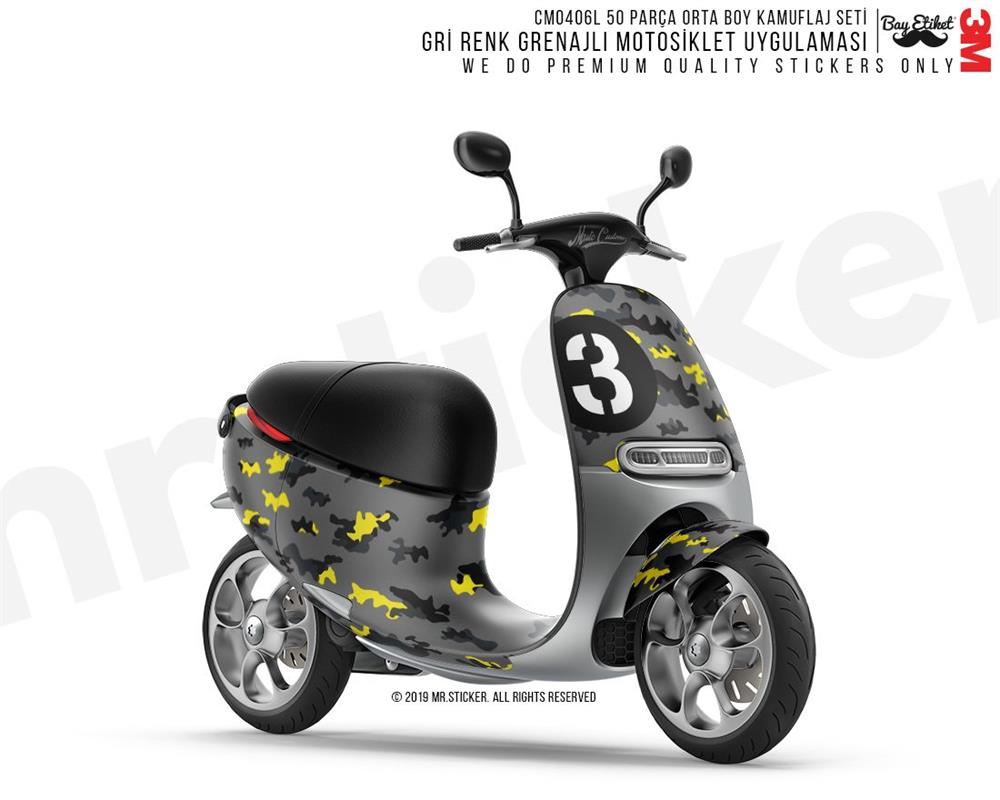 CMO406L - Motosiklet Kaplamaya Uygun 50 Parca Orta Boy Kamuflaj Seti