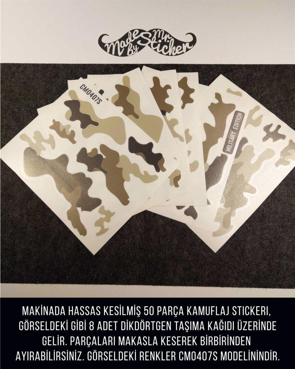 CMO407L - Motosiklet Kaplamaya Uygun 50 Parca Orta Boy Kamuflaj Seti