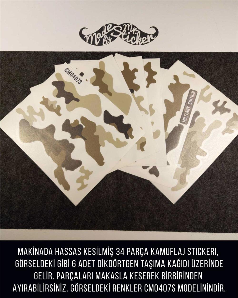 CMO407SS - Snowboard Kaski ve Board Kaplamaya Uygun 34 Parca Kucuk Boy Kamuflaj Seti