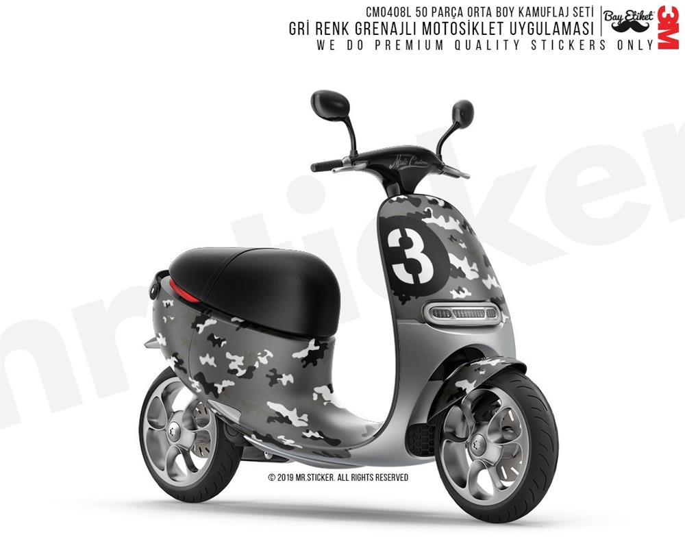 CMO408L - Motosiklet Kaplamaya Uygun 50 Parca Orta Boy Kamuflaj Seti