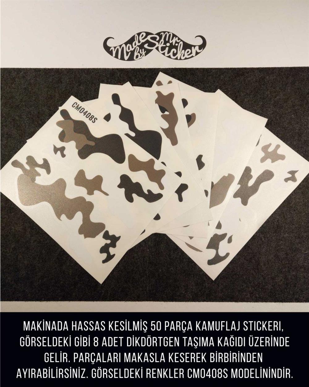 CMO408L - Motosiklet Kaplamaya Uygun 50 Parca Orta Boy Kamuflaj Seti