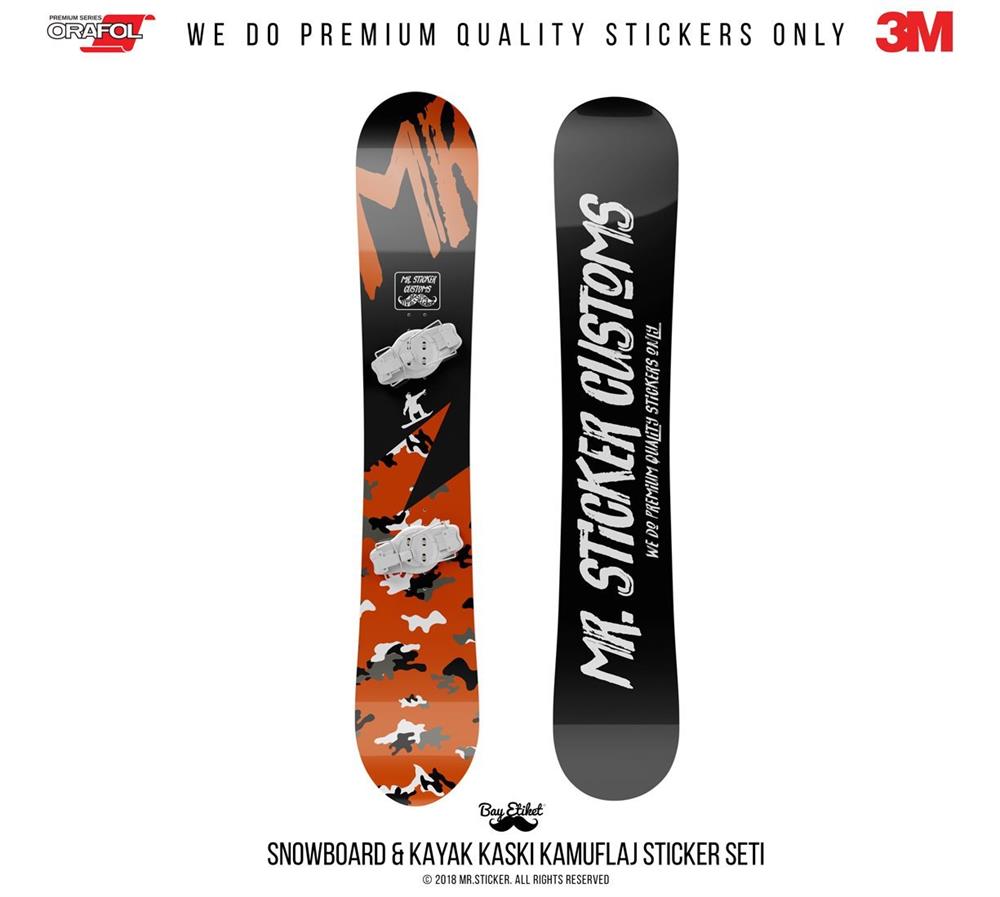 CMO408SS - Snowboard Kaski ve Board Kaplamaya Uygun 34 Parca Kucuk Boy Kamuflaj Seti