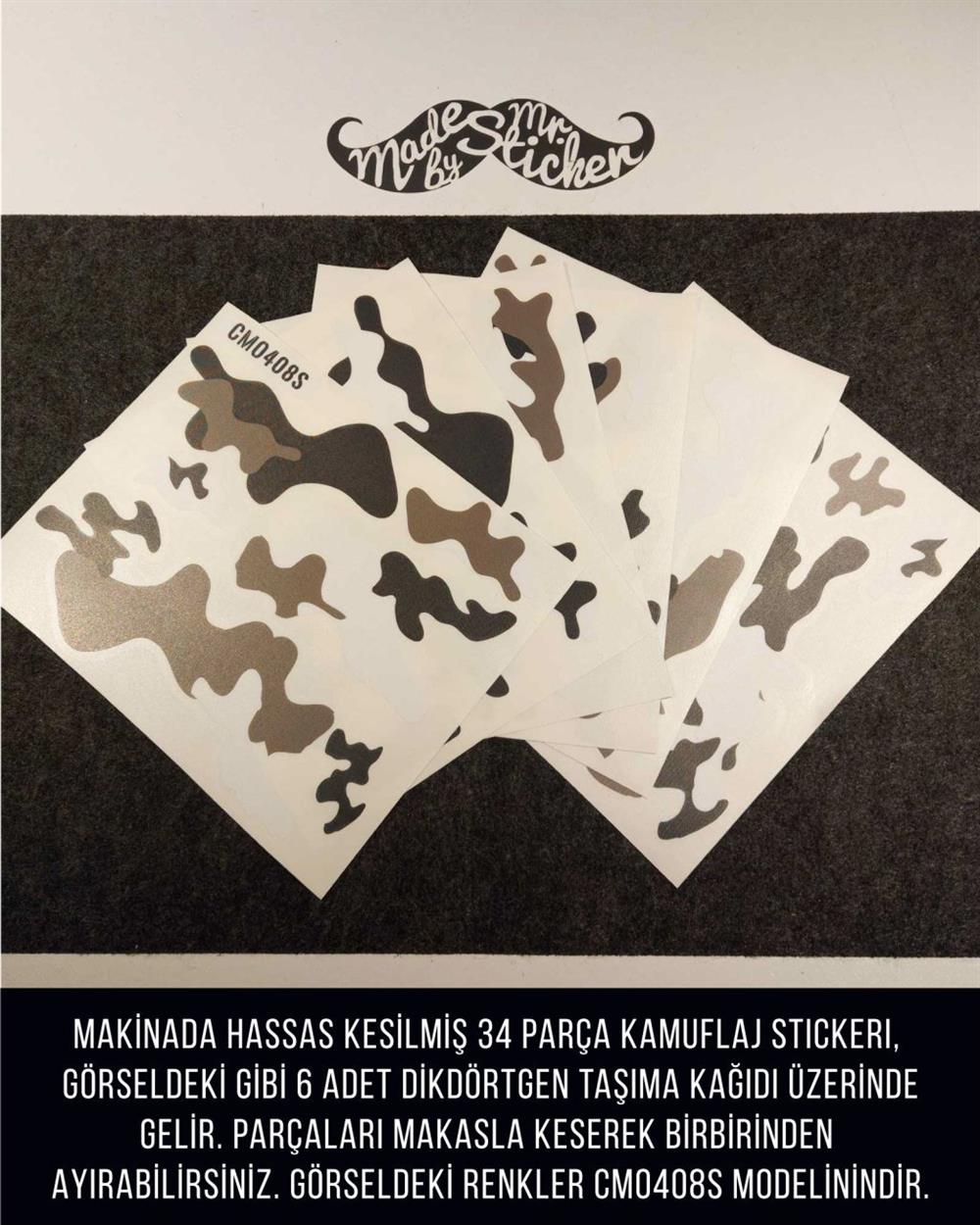 CMO408SS - Snowboard Kaski ve Board Kaplamaya Uygun 34 Parca Kucuk Boy Kamuflaj Seti