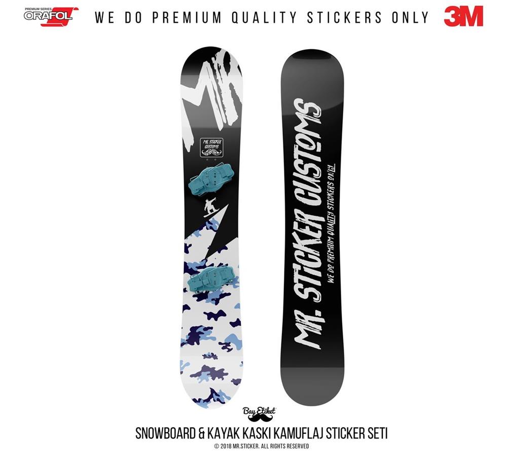 CMO409SS - Snowboard Kaski ve Board Kaplamaya Uygun 34 Parca Kucuk Boy Kamuflaj Seti