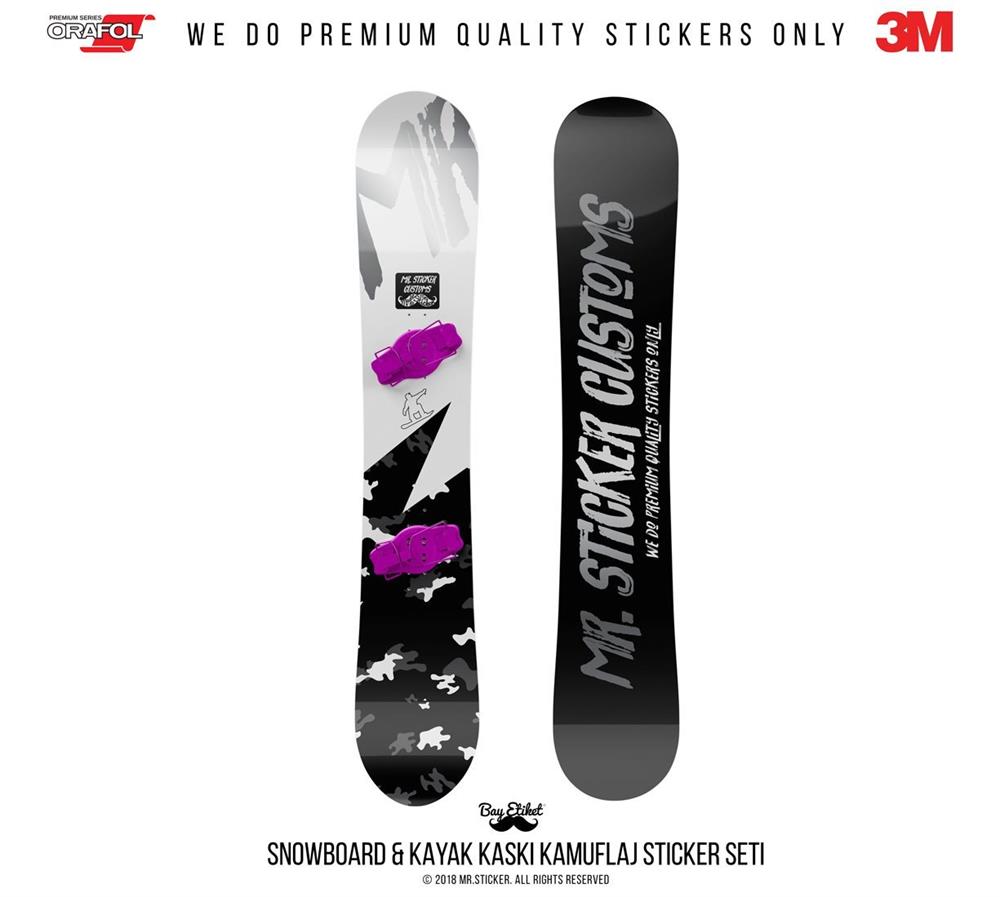 CMO411SS - Snowboard Kaski ve Board Kaplamaya Uygun 34 Parca Kucuk Boy Kamuflaj Seti